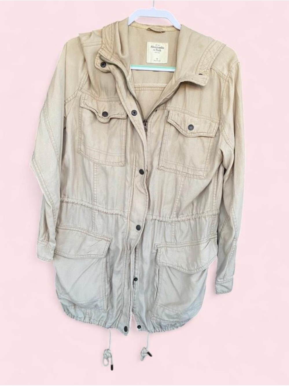 Abercrombie & Fitch Beige Utility Field Jacket with Hood